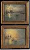 Glenn (Glen) Cooper Henshaw (American, 1880-1946)  Two Venetian Harbor Views: Sunset