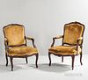 Pair of Louis XV-style Walnut Fauteuil