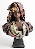 * A Painted Wood Bust of an Arab Woman Height 19 1/2 inches.