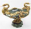 * An Empire Style Marble Veneered and Gilt Composition Centerpiece Bowl Height 19 1/2 x width 26 inches.