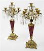 * A Pair of Continental Gilt Metal Candelabra Height 22 inches.