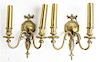 A Pair of Neoclassical Two-Light Sconces Height 12 1/2 inches overall.