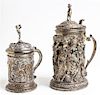 * Two Electrotype Tankards Height of taller 11 3/4 inches.