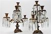* A Pair of Victorian Gilt Metal Candelabra Height 19 inches.
