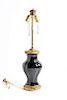 A Gilt Bronze Mounted Steuben Black Amethyst Lamp Height 27 inches.