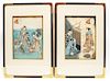 * Two Japanese Woodblock Prints Height 12 3/4 x width 8 1/2 inches.