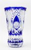A Blue Cut to Clear Vase, St. Louis Height 15 3/4 inches.