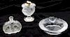 A Lalique Smoking Set Diameter of largest 6 inches.