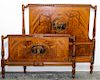 A Pair of Edwardian Style Twin Beds Height of headboard 45 1/4 inches.