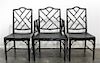 A Set of Six Georgian Style Black Lacquered Chairs Height 36 1/2 inches.