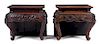 * A Chinese Carved Hardwood Table Converted to A Pair of Side Tables Height 26 3/4 x width 31 x depth 19 1/2 inches.
