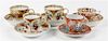 * A Collection of Imari Teacups and Saucers Height of largest 3 x diameter 3 1/2 inches.