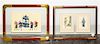 * Three Chinese Paintings on Silk Framed as Two First: 10 1/2 x 7 inches.