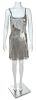 A Gianni Versace Silver Oroton Sleeveless Dress, Size 38.