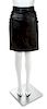 A Gianni Versace Black Leather Bondage Skirt, Size 42.