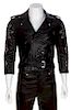 A Gianni Versace Black Leather Moto Jacket, No size.