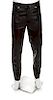 A Gianni Versace Black Leather Men's Pant, Size 52.