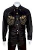A Gianni Versace Black Leather Men's Jacket, No size.