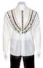 A Gianni Versace Cream Linen Western Embellished Shirt, Size 52.