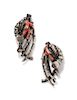 A Pair of Gianni Versace Coral Earclips, 1.5" x 2.25".