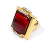 A Gianni Versace Red Square Cocktail Ring, Approximate (adjustable) size 6.5.
