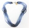 18K White Gold Blue Sapphire Beaded Necklace