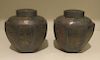 Pair of Pewter and Brass Tea Caddies, China, 19/20th