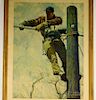 Norman Rockwell AT&T Telephone Lineman Frame Print