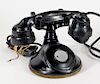 Black Round Base Rotary Cradle Desk Telephone
