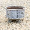 Circular Lead Planter with Four Lion Mask Ring Handles