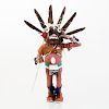 Painted Wood, Shell and Feather Black Ogre Kachina