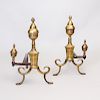 Pair of Victorian Style Brass Andirons