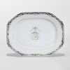 Chinese Export Porcelain Famille Rose Armorial Oval Deep Dish and a Chamfered Rectangular Platter