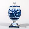 Blue and White Transfer-decorated Covered Urn