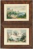American School, Mid-19th Century  Pair of Watercolor Pictures of the Tomb of Washington and Niagara Falls