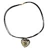 Roberto Coin Elephantino 18k Gold Heart Pendant Leather Necklace 