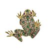 18K Gold Diamond Red Green Stone Frog Pendant Brooch