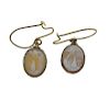 Antique 14K Gold Shell Cameo Drop Earrings