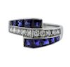 Platinum Diamond Sapphire Bypass Ring