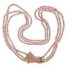 14k Gold Carved Coral Bead Necklace 