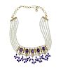 22K Gold Amethyst Pearl Multi Strand Necklace