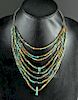 Egyptian 8-Strand Faience Bead Necklace w/ 2 Amulets
