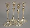 Set of four sterling weighted candlesticks (as is), ht