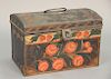 Tole painted tin box with dome top, ht. 6 1/4in., wd. 9 1/2in.
