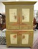 Primitive style cupboard in two parts. ht. 80in., wd. 38in.