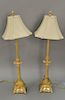 Pair of metal candlestick style table lamps