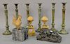 Ten piece group to include set of six metal candlesticks, possibly Maitland Smith (ht