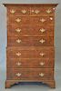 George II burlwood chest on chest. ht. 68in., wd. 39 1/2in.