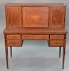 Inlaid mahogany desk. ht. 44in., wd. 42in.
