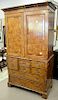 Burlwood linen press, probably 19th century. ht. 84in., wd. 43in.